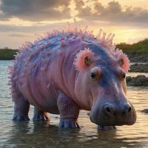 Hippopotamus + Sea anemone